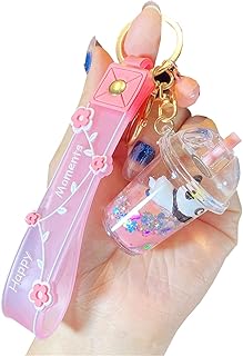 TOU-BEGUIN Cute panda Key Ring Decoration, Liquid Quicksand Floating Fox Handbag Accessories