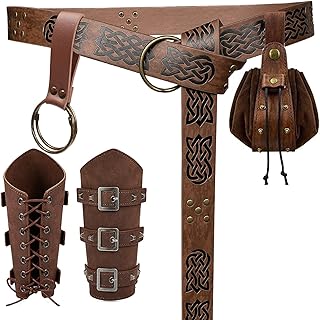 Renaissance Belt Pouch Purse Viking Bracers Hook Halloween Set Medieval Ren Faire Festival Costume Accessory Cosplay Bag
