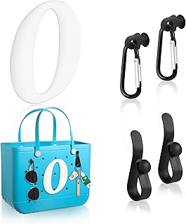 4Pcs Hooks & Letter Charm Compatible with Bogg Bags, Insert Charm Carabiner Keychain to Organize Keys, Come with Letter Charm