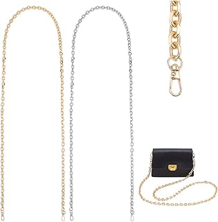 2 Colors Purse Replacement Chain, 55.5 Inch Crossbody Bag Long Chain Handbag Shoulder Strap Wallet Clutches Bag Chain Women Shoulder Bag Accessory for Leather Evening Bag Envelope Bag Making