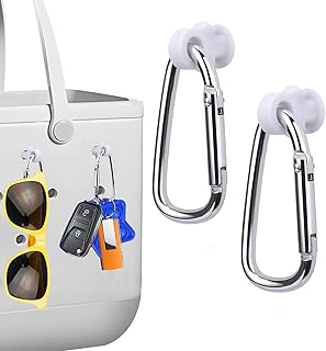 2pcs Key Holder for Bogg Bag,Taoulimi Hooks Set Accessories Compatible for Bogg Bag,Insert Carabiner Key Chain Holder Charms, Compatible for Small & Large Beach Bags-White