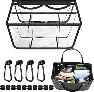 LOSYHU Clear Beach Bag Organizer Accessories for Bogg Bag Organizer Insert Divider Pouch for XL Bogg Bag Accessories Waterproof Divider Insert Bag, Organizing Your Bag & Divide Space, Clear-Black