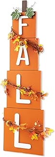 Glitzhome Fall Welcome Wooden Pumpkin Hanging Wall Decor Porch Sign