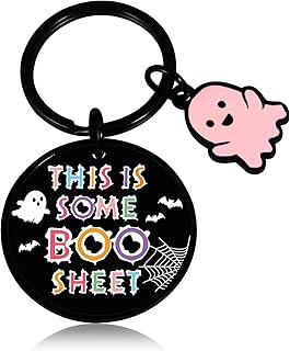 Halloween Boo Basket Stuffers Keychain Halloween Gifts for Women Halloween Boo Basket Gifts for Her Him Teen Cute Halloween Gifts Halloween Basket Stuffers Halloween Decorations, Black, Small