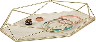 Umbra 299481-221 Prisma Jewelry Tray, Matte Brass 11" Length x 7.25" Height x 1.5" Width