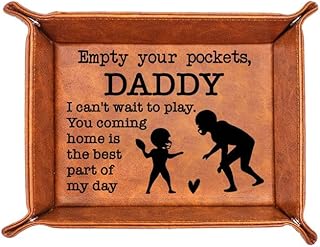 AZGUAMI Funny Football Dad Gifts - PU Leather Storage Gift for Dad Fathers Day, Unique Birthday Gift for Dad, American Football Dad and Son Gifts Desk Organizer Valet Tray Decor Accessories