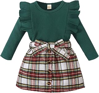 Toddler Baby Girl Fall Winter Clothes Long Sleeve Ruffle Shirt Corduroy Mini Skirt Infant Girl A-line Dress