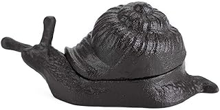 JuxYes Snail Cast Iron Key Hider Outside Spare Door Key Box Outdoor Small Garden Statues Ornament, Snail Indoor Decoration Jewelry Trinkets Box for Key, Ear Studs, Ring, Paper Clip