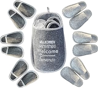 House guest slippers slip n slide disposable washable house shoes soft anti slip for indoor home office SPA farmhouse decor or shoeless home - set of 6 by VieGreeleaf, Grey