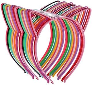 24 Cat Ear Headbands Plastic Hairbands Hair Hoops Party Costume Daily Decorations Bunny Bow Headwear Cats Accessories for Women Girls Wearing and Decoration