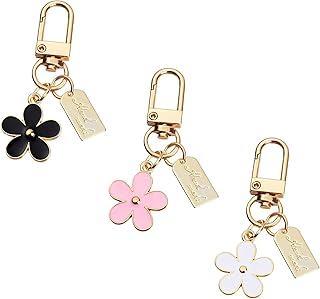 3 Pcs Keychains for Women, Bag Charm Flower Key Chain Car Key Ring Pendant for Purse , Handbag Bag , Earphone Case Decoration