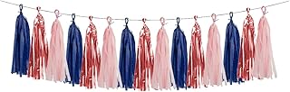 Gender Reveal Party Decoration Tassels 15Pcs, Navy Blue Pink Rose Gold, Valentine's Day Birthday Wedding Decoration Voorpleasy