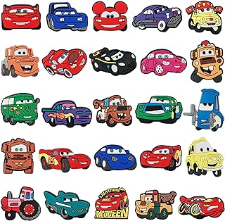 25pcs Cute Cartoon Charms for Boys Girls,Dog Car Shoe Charms for Kids Teens Adults,PVC Shoe Decoration Charms for Gift Birthday Party
