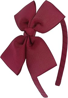 Fashion Bow Headband Bowknot Headband Big Bow Grosgrain Ribbon Hair Hoop Headband for Girls Toddlers Girls Kids Party Decoration Cosplay Costume Headwear Makeup Hair Band (Burgundy)