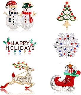 9 Pieces Christmas Brooch Pin Set for Women Christmas Pins Christmas Brooch Snowman Boots Reindeer Bow Gift Box Xmas Tree Car Snowflake Jewelry Pins for Xmas Decorations