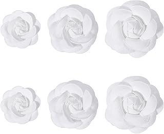 6PCS Flower Shoes Embellishment White Polyester Artificial Flower Shoes Decoration for Women Artificial Flower Ornament Accesories Flower Appliques High Heels Pumps Shoe Accessories,