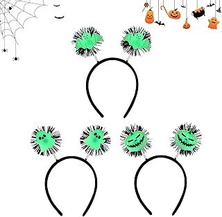 Halloween Glow-in-the-Dark Hair Bands 3 Pack Bat Pumpkin Ghost Glow-in-the-Dark Headdress Ghost Festival Party Decoration for Style Sessions and Costumes Headpiece Hair Accessories