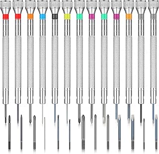 13 Pieces Micro Precision Watch Screwdriver Set Small Screwdriver Kit 0.6-2 mm with 13 Extra Replace Blades Watch Flathead Repair Link Tool for Watch Eyeglasses Jewelry Work Electronics Repair