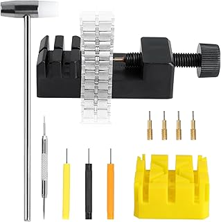 Watch Link Removal Kit Watch Link Removal Tool Kit Watch Band Sizing Tool Watch Band Strap Pin Remover Watch Pins Replacement Watch Hammer, Spring bar for Watch Strap Adjustment, Silver