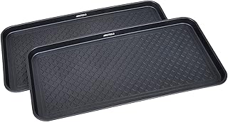 Great Working Tools Boot Trays for Entryway, Set of 2 Heavy Duty Shoe Trays All Season Muddy Mats Wet Shoe Tray Snow Boot Tray - Black, 40" x 20" x 1.2"