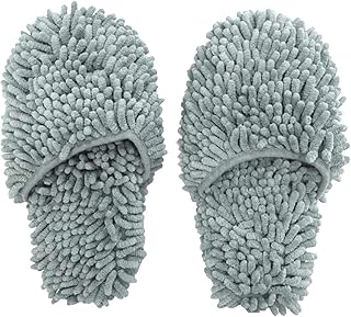 MOCOHANA 1 Pair Non-Slip Multi-Surface Chenille House Mop Slippers Floor Cleaning Shoes Tools