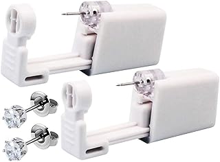 6 Pack Self Ear Piercing Kit, Ear Piercing Gun Kit Self Ear Piercing Gun Self Ear Piercing Gun Kit Tool With Earrings (White), Crystal, crystal
