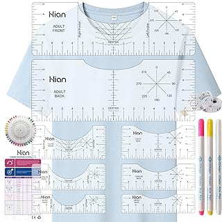 13pcs Tshirt Ruler Guide for Vinyl Alignment T Shirt Ruler to Center Designs T-Shirt Alignment Tool for Vinyl Placement Tee Shirt Guide Ruler for Heat Press Tshirt Printing Guide Set - Transparent C