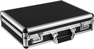 ERINGOGO Aluminum Briefcase - 17in Attache Laptop Case Padded with Password Lock Hard Sided Aluminum Storage Box Lockable Storage Toolbox Tool Storage Case Tool Carrying Case, As Shown,