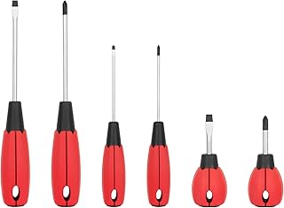 KURUI Magnetic Screwdriver Set, 6-Piece Screw Drivers Tool Set 3 Phillips and 3 Flat Head, Standard Screw Driver and Stubby Screwdriver Have Professional Cushion Grip