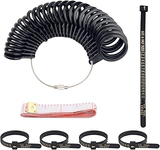 Ring Sizer Measuring Tool & Finger Ring Gauge Tool for Accurate Measurement, Ring Measurer for Men/Women to Solve How to Measure Your Ring Size US 0-13 with Soft Tape Measure & 4PCS Ring Strip