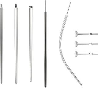 14G 16G 18G 20G Piercing Taper, Stainless Steel Threadless Insertion Pin Screw On Assistant Tool, Curved Body Piercing Stretching Kit for Ear/Nose/Navel/Lip/Eyebrow