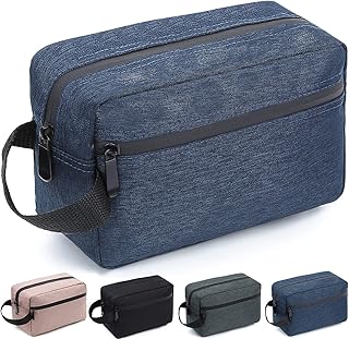 Travel Toiletry Bag for Women and Men, Water-resistant Shaving Bag for Toiletries Accessories, Foldable Storage Bags with Divider and Handle for Cosmetics Toiletries Brushes Tools, Blue