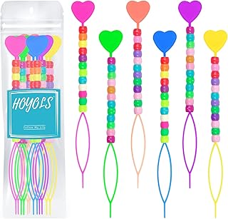 Quick Beader for Loading Beads - Braid Stringer Ponytail Maker, Hair Styling Tools Kit for Kids Girls Colorful (6pcs Multi Color w/beads)