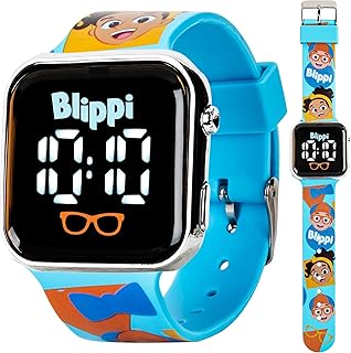 Blippi Kids LED Watch – Interactive Teaching Tool with Fun LED Lights, Durable Blue Strap, Educational Screen Time, Blippi LED Watch, Modern