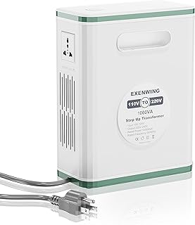 EXENWING 1000Watt 110V to 220/230V Voltage Converter Step Up Transformer 1000VA Full Load Capacity from 100-120Volt to 220-240V with 2 AC Outlet for Europ and Asian Appliances Used in US Canada Mexico