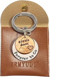Copper Gifts for 8th Anniversary, 8 Years Anniversary Copper Gift Coin Keychain with a 2016 Penny, 8 Years Down and Forever To Go, Electric Appliance Wedding Present for Him Her Wife Husband,