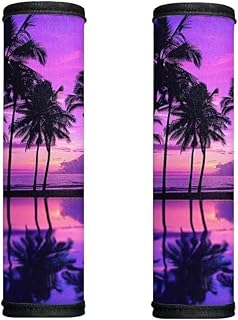 Horeset Tropical Purple Palm Tree Print Refrigerator Door Handle Cover Set of 2, Non-Slip Kitchen Appliance Handle Protector for Oven Dishwasher Microwave