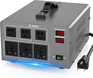 500W Voltage Auto Converter Transformer, Heavy Duty Step Up/Down Power Converter 110/120/220/240V with 3 US Outlets,3 Universal Outlets,LED Display,w/US Standard Power Cord Circuit Breaker Protection