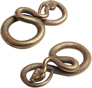 Comimark 2 pcs Copper Bronze Handmade Snake Statue Figure Keychain Pendant Gift Home Decoration