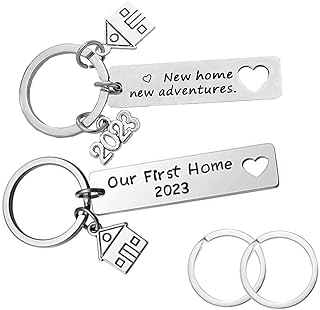 2 Pcs New Home Keychains, Housewarming Gift New House 2023 Decoration Jewelry Key Rings for New House Owner Wife Husband Lover, New Home 2023, 1.57in/4cm