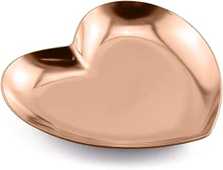 JCBIZ 1 Piece Rose Gold Luxurious Metal Storage Tray Heart Shaped Jewelry Display Tray Home Decoration Serving Plate Craft For Table Organizer