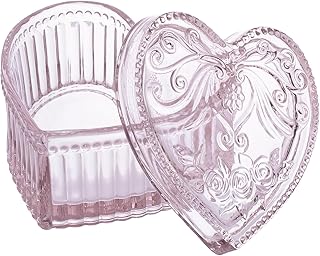 Gaolinci Crystal Glass Heart-Shaped Storage Box Embossed Jewelry Box Candy Box with Lid