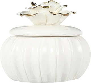 Hemoton Ceramic Jewelry Box with Lid Small Jewelry Organizer Holder Decorative Jewelry Trinket Box Gifts for Home Decoration