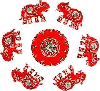Rakhi for Brother and Bhabhi with Gift Acrylic Elephant Rangoli for Floor Home Décor & Gifting Rakhi with Gifts for Bhai Bhaiya Rakhi Set Indian Traditional Festival Decoration