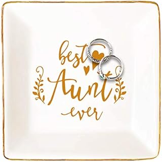 Warehouse No.9 Home Decoration Square Ring Jewelry Dish Ceramic Trinket Tray for Aunt Birthday Christmas Thanksgiving Gift from Nephew