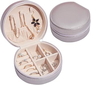 NuAngela Jewelry Box Small Travel Jewelry Organizer Storage, Portable Display PU Leather Case, Jewelry Holder for Women Girls, Necklace Earring Rings Accessories, Mother's Day Birthday Gift