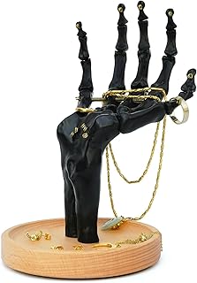 UK | Skeleton Hand Ring Holder & Jewelry Stand | Earring Organizer & Necklace Holder For Gothic Decor | Halloween Decorations & Bedroom Accessories | Bracelet Holder & Jewelry Organizer | Black