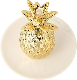 Zerodeko Serving Dish Tray Pineapple Ring Holder Dish Ceramic Trinket Dish Jewelry Tray Necklaces Earrings Holder Display Organizer Bracelets Plate Home Decoration Necklace Storage Plate
