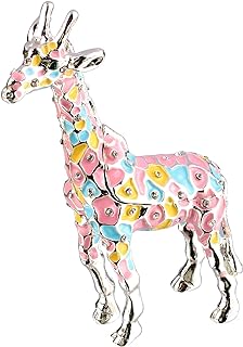 Xinkulas Colorful Giraffe Figurine Trinket Jewelry Box Collectibles Decoration Keepsake Box 5.1 Inches (Sliver)