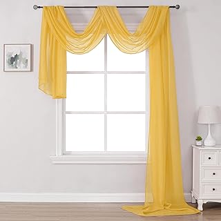 DONREN Luxury Window Scarf Valance for Party - Soft Sheer Scarf Add to Window Curtains for Enhanced Effect